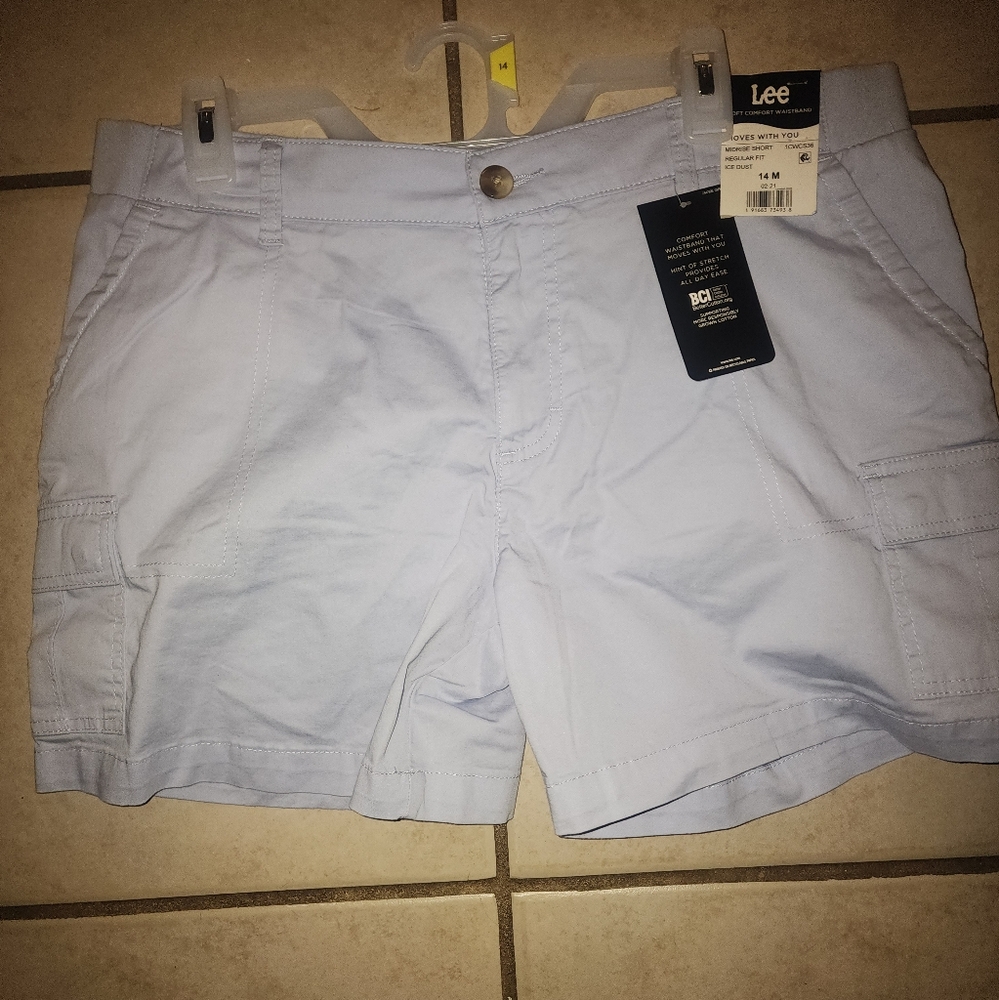 Lee Midrise Shorts Ice Dust Regular Fit Moves with You NWT 14M